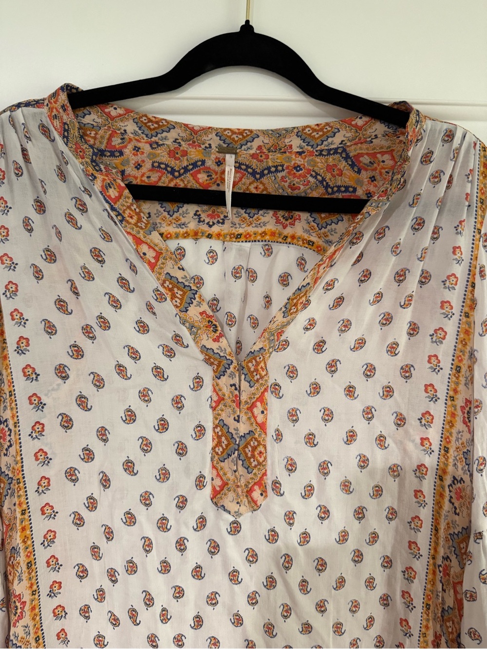 Free People Peacemaker Ivory Paisley Floral Print High-Low Bohemian Dress Size M - Picture 3 of 9